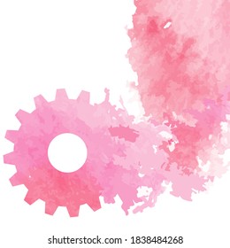 Abstract techno gear background with geometric colorful gear wheels. Space for gear text. Vector gears modern mechanism industrial concept. Technology gears background. Gears Vector illustration 