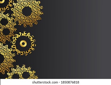 Abstract techno gear background with geometric colorful gear wheels. Space for gear text. Vector gears modern mechanism industrial concept. Technology gears background. Gears Vector illustration 