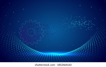 Abstract techno gear background with geometric colorful gear wheels. Space for gear text. Vector gears modern mechanism industrial concept. Technology gears background. Gears Vector illustration 
