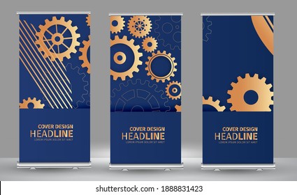 Abstract techno gear background with geometric colorful gear wheels. Space for gear text. Vector gears modern mechanism industrial concept. Technology gears background. Gears Vector illustration 