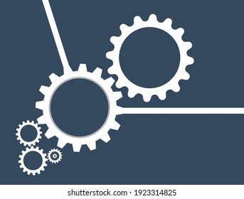 Abstract techno gear background with geometric colorful gear wheels. Space for gear text. Vector gears modern mechanism industrial concept. Technology gears background. Gears Vector illustration 