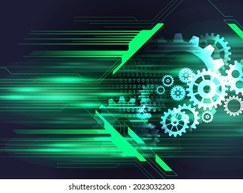 Abstrakter Techno-Hintergrund mit geometrisch bunten Zahnräder. Platz für den Text des Fanggeräts. Vector Zahnräder moderne Mechanik Industriekonzept. Technologie, Zahnräder, Hintergrund. Zahnräder, Vektorgrafik 