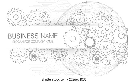 Resumen del fondo del engranaje técnico con ruedas geométricas de engranajes blancos. Espacio para el texto del engranaje. El vector utiliza el concepto industrial del mecanismo moderno. Fondo de la tecnología. Ilustración del vector de engranajes 
