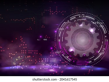 Abstract techno gear background with geometric colorful gear wheels. Space for gear text. Vector gears modern mechanism industrial concept. Technology gears background. Gears Vector illustration 