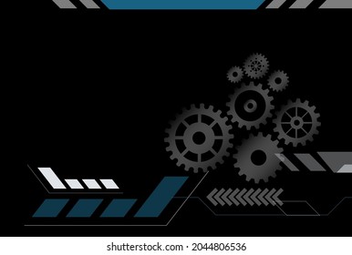 Abstract techno gear background with geometric colorful gear wheels. Space for gear text. Vector gears modern mechanism industrial concept. Technology gears background. Gears Vector illustration 