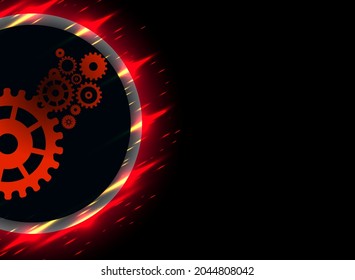 Abstract techno gear background with geometric colorful gear wheels. Space for gear text. Vector gears modern mechanism industrial concept. Technology gears background. Gears Vector illustration 