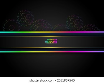 Abstract techno gear background with geometric colorful gear wheels. Space for gear text. Vector gears modern mechanism industrial concept. Technology gears background. Gears Vector illustration 