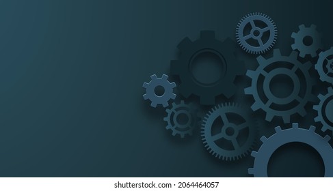 Abstract techno gear background with geometric colorful gear wheels. Space for gear text. Vector gears modern mechanism industrial concept. Technology gears background. Gears Vector illustration 