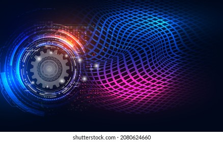 Abstract techno gear background with geometric colorful gear wheels. Space for gear text. Vector gears modern mechanism industrial concept. Technology gears background. Gears Vector illustration 
