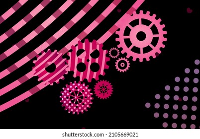 Abstract techno gear background with geometric colorful gear wheels. Space for gear text. Vector gears modern mechanism industrial concept. Technology gears background. Gears Vector illustration 