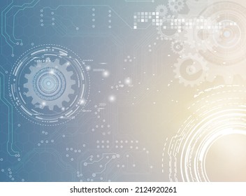 Abstract techno gear background with geometric colorful gear wheels. Space for gear text. Vector gears modern mechanism industrial concept. Technology gears background. Gears Vector illustration 