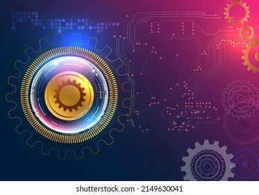 Resumen del fondo del engranaje técnico con ruedas geométricas de engranajes de colores. Espacio para el texto del engranaje. El vector utiliza el concepto industrial del mecanismo moderno. Fondo de la tecnología. Ilustración del vector de engranajes 