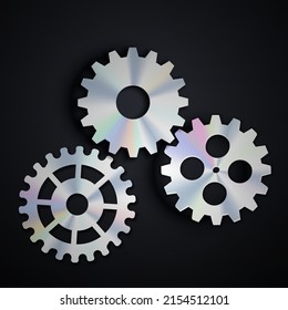 Resumen del fondo del engranaje técnico con ruedas geométricas de engranajes de colores. Espacio para el texto del engranaje. El vector utiliza el concepto industrial del mecanismo moderno. Fondo de la tecnología. Ilustración del vector de engranajes 
