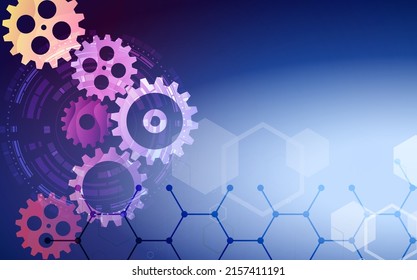 Resumen del fondo del engranaje técnico con ruedas geométricas de engranajes de colores. Espacio para el texto del engranaje. El vector utiliza el concepto industrial del mecanismo moderno. Fondo de la tecnología. Ilustración del vector de engranajes 