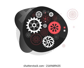 Resumen del fondo del engranaje técnico con ruedas geométricas de engranajes de colores. Espacio para el texto del engranaje. El vector utiliza el concepto industrial del mecanismo moderno. Fondo de la tecnología. Ilustración del vector de engranajes 