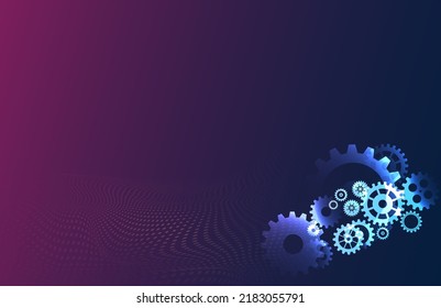 Abstract techno gear background with geometric colorful gear wheels. Space for gear text. Vector gears modern mechanism industrial concept. Technology gears background. Gears Vector illustration 