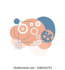 Resumen del fondo del engranaje técnico con ruedas geométricas de engranajes de colores. Espacio para el texto del engranaje. El vector utiliza el concepto industrial del mecanismo moderno. Fondo de la tecnología. Ilustración del vector de engranajes 