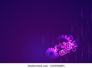 Abstract techno gear background with geometric colorful gear wheels. Space for gear text. Vector gears modern mechanism industrial concept. Technology gears background. Gears Vector illustration 