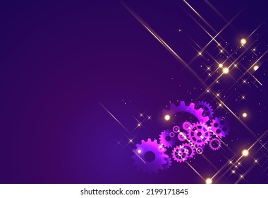 Abstract techno gear background with geometric colorful gear wheels. Space for gear text. Vector gears modern mechanism industrial concept. Technology gears background. Gears Vector illustration 