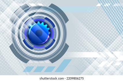 Abstract techno gear background with geometric colorful gear wheels. Space for gear text. Vector gears modern mechanism industrial concept. Technology gears background. Gears Vector illustration 