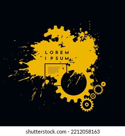 Abstract techno gear background with geometric colorful gear wheels. Space for gear text. Vector gears modern mechanism industrial concept. Technology gears background. Gears Vector illustration 