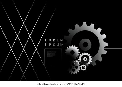 Abstract techno gear background with geometric colorful gear wheels. Space for gear text. Vector gears modern mechanism industrial concept. Technology gears background. Gears Vector illustration 