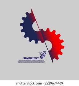 Abstract techno gear background with geometric colorful gear wheels. Space for gear text. Vector gears modern mechanism industrial concept. Technology gears background. Gears Vector illustration 