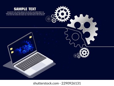 Abstrakter Techno-Hintergrund mit geometrisch bunten Zahnräder. Platz für den Text des Fanggeräts. Vector Zahnräder moderne Mechanik Industriekonzept. Technologie, Zahnräder, Hintergrund. Zahnräder, Vektorgrafik 