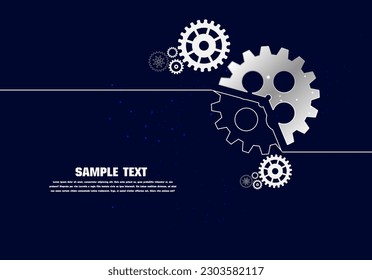 Abstract techno gear background with geometric colorful gear wheels. Space for gear text. Vector gears modern mechanism industrial concept. Technology gears background. Gears Vector illustration 