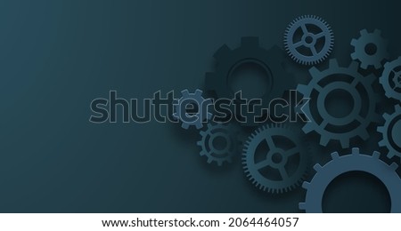 Abstract techno gear background with geometric colorful gear wheels. Space for gear text. Vector gears modern mechanism industrial concept. Technology gears background. Gears Vector illustration 