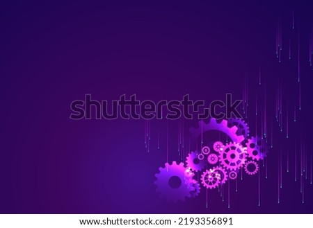 Abstract techno gear background with geometric colorful gear wheels. Space for gear text. Vector gears modern mechanism industrial concept. Technology gears background. Gears Vector illustration 