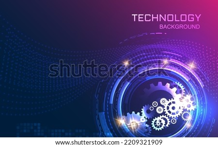 Abstract techno gear background with geometric colorful gear wheels. Space for gear text. Vector gears modern mechanism industrial concept. Technology gears background. Gears Vector illustration 