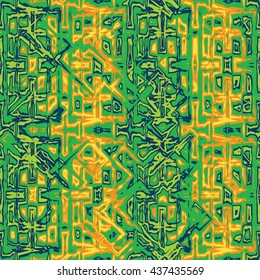 Abstract techno glyphs- vector seamless pattern.