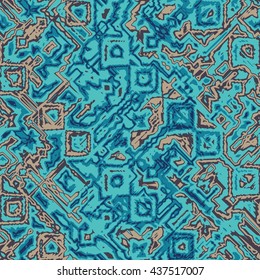 Abstract techno glyphs- vector seamless pattern.