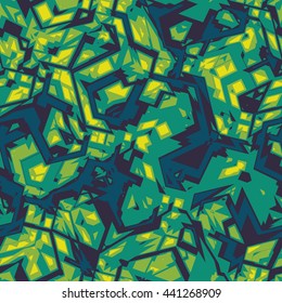 Abstract techno glyphs- vector seamless pattern.