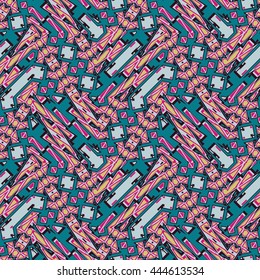 Abstract techno glyphs- vector seamless pattern.