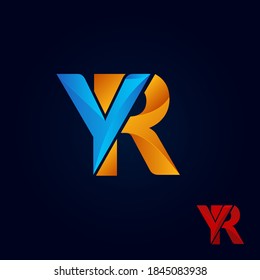 Abstract Techno Initial Letter Y and R, YR logo Design
