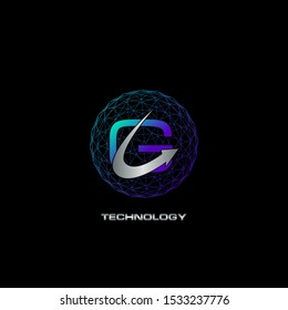 Abstract Techno Letter G logo icon circle line polygon vector design concept for business technology or more brands.