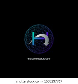 Abstract Techno Letter H logo icon circle line polygon vector design concept for business technology or more brands.