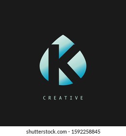 Abstract Techno Letter K Logo Icon, vector design concept water drop shape with  letter  logo icon.
