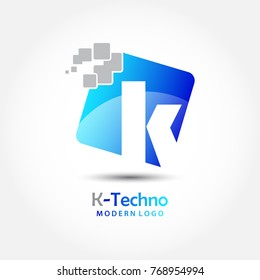 Abstract techno letter K logo for electronic and technology company