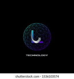 Abstract Techno Letter L logo icon circle line polygon vector design concept for business technology or more brands.