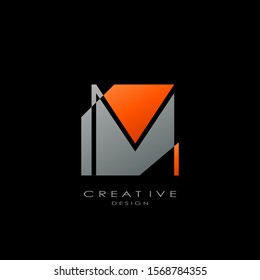 Abstract Techno Letter M logo.  Creative design concept geometric shape letter M logo for initial, business identity.