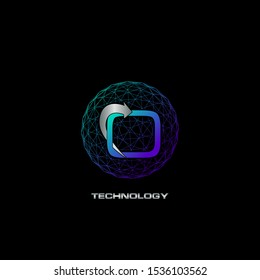 Abstract Techno Letter O logo icon circle line polygon vector design concept for business technology or more brands.