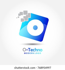 Abstract techno letter O logo for electronic and technology company