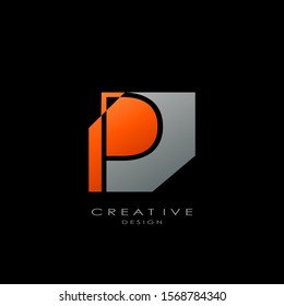 Abstract Techno Letter P logo.  Creative design concept geometric shape letter P logo for initial, business identity.