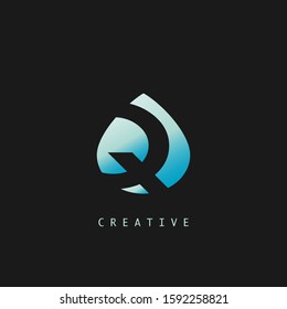 Abstract Techno Letter Q Logo Icon, vector design concept water drop shape with  letter  logo icon.