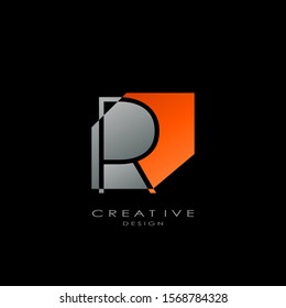 Abstract Techno Letter R logo.  Creative design concept geometric shape letter R logo for initial, business identity.