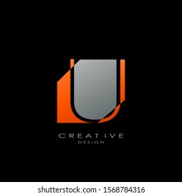 Abstract Techno Letter U logo.  Creative design concept geometric shape letter U logo for initial, business identity.