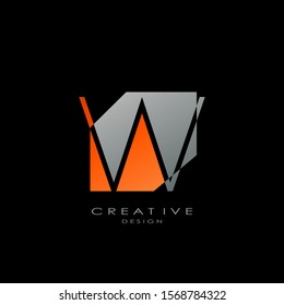 Abstract Techno Letter W logo.  Creative design concept geometric shape letter W logo for initial, business identity.